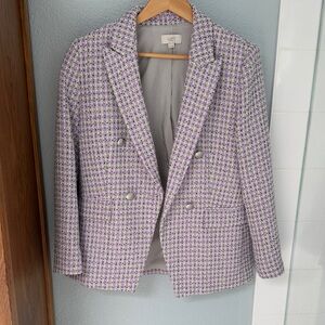 LOFT Women's Lavender and White Houndstooth Blazer